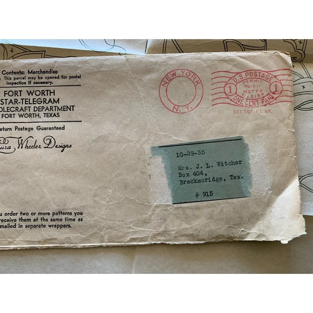 Vintage 1935 Laura Wheeler Transfer Mail Order Floral Flower Pansy Unused